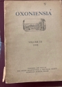 Oxoniensia: A Journal Dealing with the Archaeology, History and Architecture of Oxford and its Neighbourhood. Volume 3, 1938.