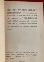 The John Rylands Library Manchester: An Analytical Catalogue of the Contents of the Two Editions of "An English Garner," Compiled By Edward Arber (1877-97) and Rearranged Under the Editorship of Thomas Seccombe (1903-04)