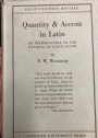 Quantity and Accent in Latin. Second Edition.