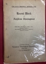 Recent Work of Anglican Theologians.