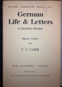 German Life and Letters. A Quarterly Review. Special Number for C T Carr. (New Series Volume 28, April 1975, No 3)