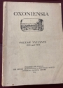 Oxoniensia: A Journal Dealing with the Archaeology, History and Architecture of Oxford and its Neighbourhood. Volume 17-18, 1952-1953.