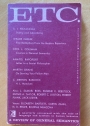 Etc. A Review of General Semantics. A Quarterly Concerned with the Role of Language and Symbols in Human Behavior. Volume 19, No 4, December 1962.