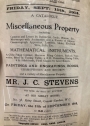 A Catalogue of Miscellaneous Property, Sep 11, 1914. including Mathematical Instruments, Cameras & Lenses, Microscopes, Wire, Cells, Barlock Typewriter, etc.