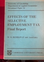 Effects of the Selective Employment Tax. Final Report.